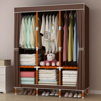 衣櫃 純色簡易衣櫃現代簡約布衣櫃實木加粗加固家用臥室組裝收納出租房