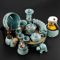茶具套裝家用功夫干泡茶盤家用哥窯茶壺茶杯陶瓷電陶爐煮茶器