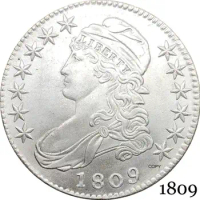 United States Of America Liberty Eagle 1809 50 Cents ½ Dollar Capped Bust Half Dollar Cupronickel Silver Plated Copy Coin