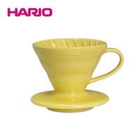 《HARIO》V60檸檬黃01彩虹磁石濾杯 VDC-01-YEL-EX(1~2杯用) 贈HARIO 無漂白01濾紙40張一盒