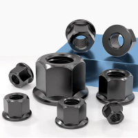 10.9Grade 45# Steel Hexagon Flange Nuts M8 M10 M12 M14 M16 M18 M20 M22 M24 M27 M30 M36 Black Hex Fla
