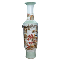 Ceramic Pastel Landscape Floor Vase Chinese Living Room and Hotel Company Hall Decoration Ornaments