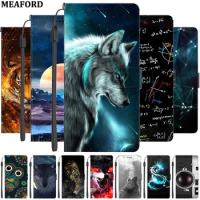 Wallet Magnetic Case For Samsung Galaxy A14 4G 5G Leather Flip Phone Case Bag A34 A54 A52s 5G A52 Protect Cover Fundas Capa Wolf