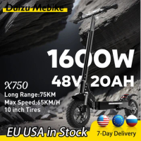1600W 65KM/H E Scooters 48V 20AH Lithium Battery 10 Inch Wheel 75KM Range Scooters Electric Dual Shock Absorption LCD Display