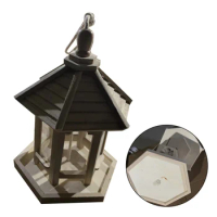 Enjoy Bird Watching Hexagonal Bird Feeder Easy Refill and Cleaning Wooden Construction Shade and Rain Protection