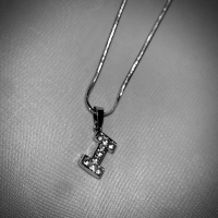 Kalung Liontin Huruf warna silver (I,M,D,A) anti karat tidak luntur viral