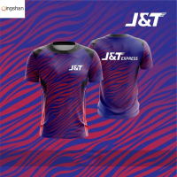 เสื้อยืดซับลิเมชั่นสีแดง J&T Express, เสื้อยืดไมโครไฟเบอร์สีแดง J&T, ขนาดใหญ่, เสื้อยืด J&T