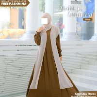 Urfimutiyaro Ammara Dress set Outer (Pashmina Free) Olive L Twilight L  baju gamis wanita dewasa Mus