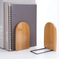 Nature Bamboo Desktop Organizer Bookends Book Ends Stand Holder Shelf Bookrack Home Office Stationery Decoration