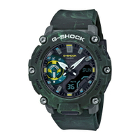 【CASIO卡西歐】G-SHOCK 神秘森林碳纖維核心構造雙顯錶-綠 (GA-2200MFR-3A)
