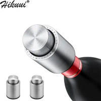Stainless Steel Vacuum Wine Bottle Stopper Push-Type Champagne Saver Preserver Red Wine Cap Bottle Cover Kitchen Bar Tools