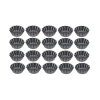 20Pcs Non-Stick Cake Mold Pizza Cake Muffin Mold Egg Tart with Ruffled Edge,Bakeware Pie Tins for Toaster Oven
