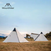 MOUNTAINHIKER 3-4 Person Outdoor Pyramid Tent with Inner Tent with Tarp Family Picnic Hiking Travel Equipment Camp Teepee Tents