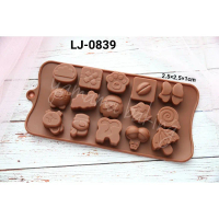 LJ839 - Cetakan silikon coklat puding payung lollipop pita kado natal