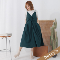 betty’s貝蒂思　兩件式細肩帶抽繩打摺洋裝(綠色)
