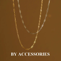 K Dây chuyền choker nữ titan xích trơn dập cạnh mạ vàng 18K thời trang không gỉ WN2343