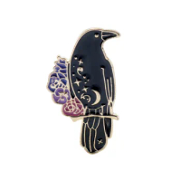 Creative Brooches For Birds On Branches Gothic Flowers And Crows Brooches Bags Clothing Accessories Badges