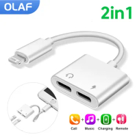 2 In 1 Audio Adapter Charging Earphone Cable For iPhone 12 11 Aux Headset Connector Lightning to 3.5mm Jack Headphone Splitter