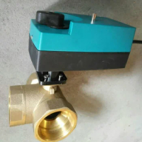 DN50 AC24V AC220V 3 way Three line two way control valves electric motorized ball valve 3 way brass valve