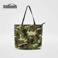 Dispalang Women Large Capacity Reusable Grocery Bag Shopper Handbags 3D Print Camouflage Shopping Bags Lady Custom Shoulder Bag