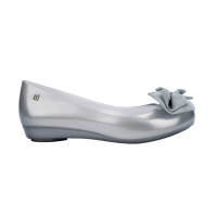 【Melissa】蝴蝶結魚口楔型娃娃鞋(銀色)