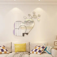 Diy Mirror Wall Stickers Home Decor Living Room Bedroom Wall Decals 3d Acrylic Loving Heart Waterproof Wallpaper Sticker Mural