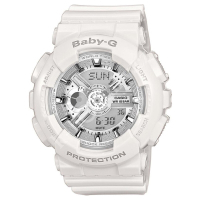 BABY-G 多層次機械酷感女孩休閒腕錶(BA-110X-7A3)-白/43.4mm