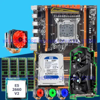 Computer custom made HUANAN ZHI deluxe X79 motherboard with M.2 CPU E5 2660 V2 with cooler RAM 16G(4*4G) 1TB SATA HDD GTX1050Ti