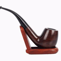 Classic Ebony Wood Pipe Smoking Bent Type Pipe Accessory Carving Pipe Smoke Tobacco Cigarette Acrylic Holder Oil Burner Pipe