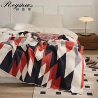 REGINA Geometry Design Downy Blankets Living Room Bedroom Sofa Bed Decorative Plaid Blanket Outdoor Travel Wearable Blankets