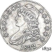 United States Of America Liberty Eagle 1832 50 Cents ½ Dollar Capped Bust Half Dollar Cupronickel Silver Plated Copy Coin