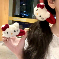 Kawaii Hello Kitty hát trong scrunchies Sanrio KT mèo tóc Clip chọn Cô Gái Tóc Vuốt vuốt tóc tóc tóc