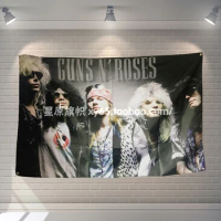 "GUNS N ROSES" Pop Band Poster Cloth Flags Wall Stickers Hanging paintings Billiards Hall Studio Theme Home Decor