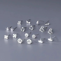 Mother's day S999 Sterling Silver tud Earrings Korean Mini Small Heart Jutterfly Stud Earrings for Women Ear Piercing Jewelry