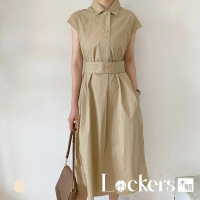 【Lockers 木櫃】春季輕熟翻領連衣裙 L112022004(連衣裙)