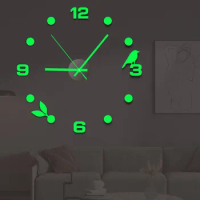 New Luminous Wall Clock Large Watch Horloge 3D DIY Acrylic Mirror Stickers Quartz Duvar Saat Klock Modern Mute Alarm Clock
