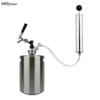 5L Mini Beer Keg Growler for Craft Beer Dispenser System Draft Beer Faucet with Perfect Air Pump with gas ball lock