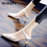 High Heels Bling Mules Sandals Women Summer Shoes Fashion Spike Heel Jelly Slides Holiday Casual Shoes Mixed Color Women Shoes