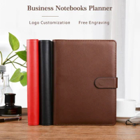 Business Brown Black Red Leather Journals,Magnetic Snap Ring Binder Planner Organizer Notebooks A6 A5 B5