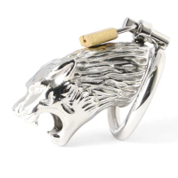BDSM Stainless steel Wolf Shape Chastity Device Chastity Cage Tiger Cock Cage Penis Lock Cock Ring Chastity Belt Sex Toy for men