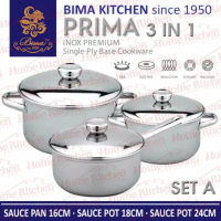 SALE BIMA PRIMA SET 3 IN 1 SAUCE POT SAUCE PAN SET PANCI INDUKSI