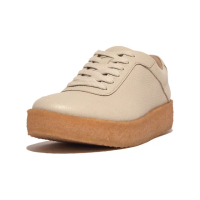 【FitFlop】RALLY 皮革生膠底休閒鞋-女(白石色)
