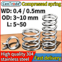 10 Pcs Wire Diameter 0.4/0.5mm Outer Diameter 3-10mm 304 Stainless Steel Compression Spring Pressure Helical Coil Spring Wire