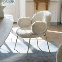 北歐極簡餐廳餐椅輕奢羊羔絨椅子現代設計師化妝椅法式奶茶店餐椅