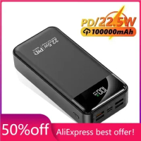 Power Bank 100000mAh with 22.5W PD Fast Charging Powerbank Portable Battery Charger PoverBank for IPhone 13Pro Xiaomi Huawei