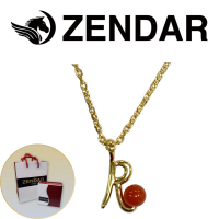 【ZENDAR】頂級天然沙丁紅珊瑚圓珠3-3.5mm字母銀色項鍊 227260 字母R
