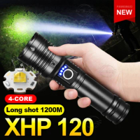 XHP 120 High Power LED Flashlight 18650 26650 Battery Lanterna USB Rechargeable Torch Zoomable Emergency Outdoor Camping Fishing