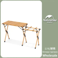 Nature-hike Outdoor Kitchen Solid Wood Table Desktop Widening Portable Folding Table Camping BBQ Suitable For Double Stove Table