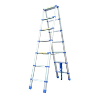 Portable Household Extension Ladder JJS511 Thicken Aluminium Alloy Single-sided Straight Ladder 4.15M 14-Step Telescopic Ladder
