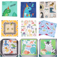 20Pcs/Pack Cartoon Animal Printed Children Birthday Party Decoration Restaurant Napkin Tissues Papers